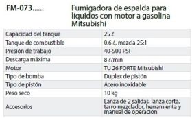 Fumigadora de Espalda Motor Mitsubishi -  Fumigadoras
